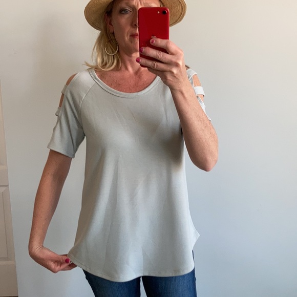 Seafoam Color, Cold Shoulder Top - Picture 4 of 6